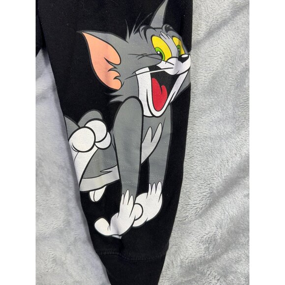 Tom & Jerry Black Sweatshirt Medium Pullover  With Sleeve Graphics Fleece-Lined - Picture 11 of 16